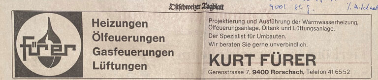 Inserat Fürer 1975